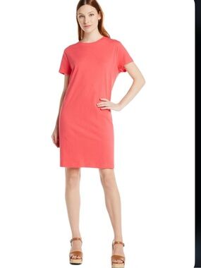 Theory coral tee shirt dress $198 L summer casual classic party preppy